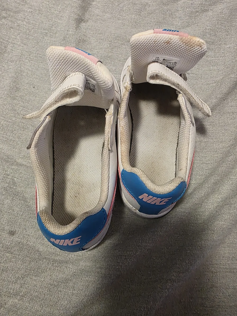Nike Kids' White Sneakers with Pink Swoosh